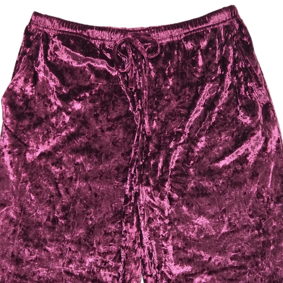 Rachel Zoe Crushed Velvet Lounge Pajama Pants Magenta Plum Medium - Picture 2 of 14